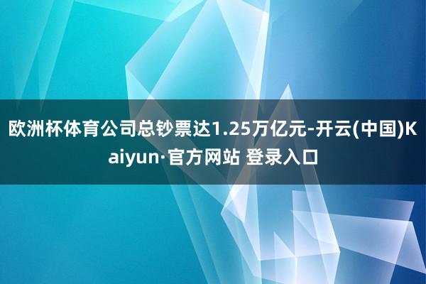 欧洲杯体育公司总钞票达1.25万亿元-开云(中国)Kaiyun·官方网站 登录入口