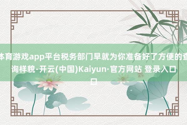体育游戏app平台税务部门早就为你准备好了方便的查询样貌-开云(中国)Kaiyun·官方网站 登录入口