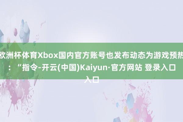 欧洲杯体育Xbox国内官方账号也发布动态为游戏预热：“指令-开云(中国)Kaiyun·官方网站 登录入口