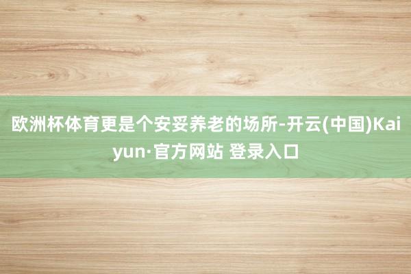 欧洲杯体育更是个安妥养老的场所-开云(中国)Kaiyun·官方网站 登录入口