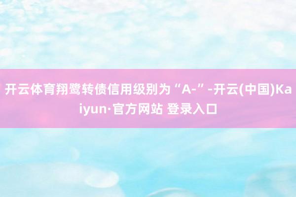 开云体育翔鹭转债信用级别为“A-”-开云(中国)Kaiyun·官方网站 登录入口