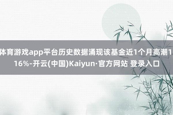 体育游戏app平台历史数据涌现该基金近1个月高潮1.16%-开云(中国)Kaiyun·官方网站 登录入口