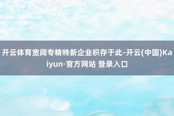 开云体育宽阔专精特新企业积存于此-开云(中国)Kaiyun·官方网站 登录入口