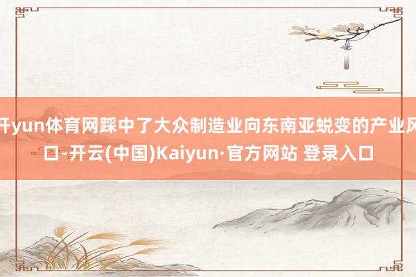 开yun体育网踩中了大众制造业向东南亚蜕变的产业风口-开云(中国)Kaiyun·官方网站 登录入口